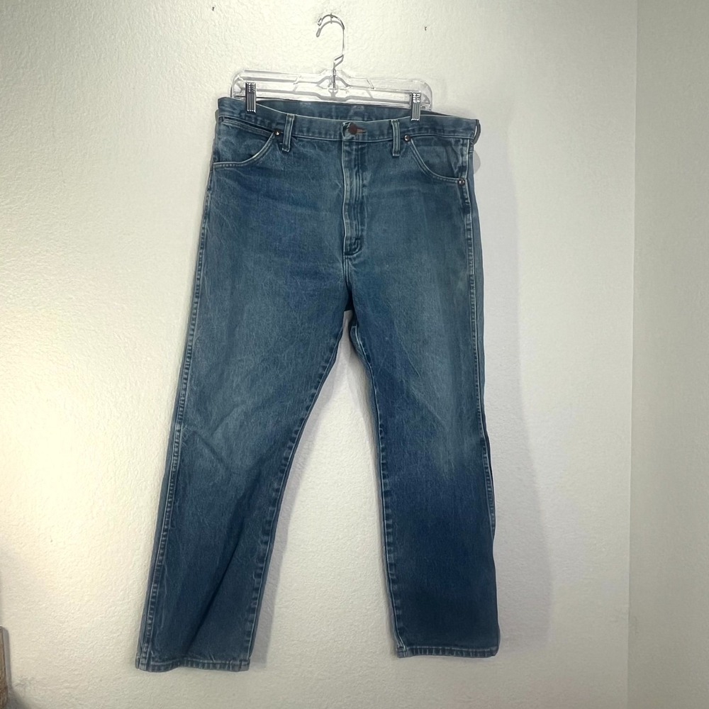 Wrangler Cowboy Cut Original Fit Tapered Jeans Mens‎ 38x30 Blue Denim High Rise